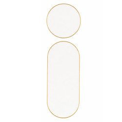 Set 2 oglinzi decorative de perete, 1 ovala (68x28cm) si 1 rotunda (28 x28 cm), rama aurie