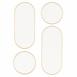 Set 4 oglinzi decorative de perete, 2 ovale (68x28cm) si 2 rotunde (28 x28 cm), rama aurie