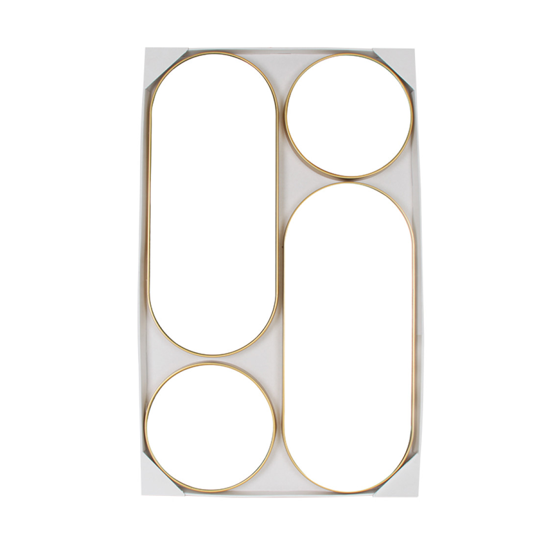 Set 4 oglinzi decorative de perete, 2 ovale (68x28cm) si 2 rotunde (28 x28 cm), rama aurie