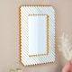 Oglinda decorativa perete cu rama geometrica aurie, 74x55 cm, design modern elegant cu elemente geometrice dispuse diagonal