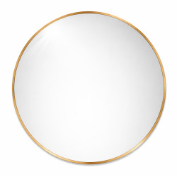 Oglinda rotunda 60 cm, rama aurie, design modern minimalist, pentru baie, living sau hol