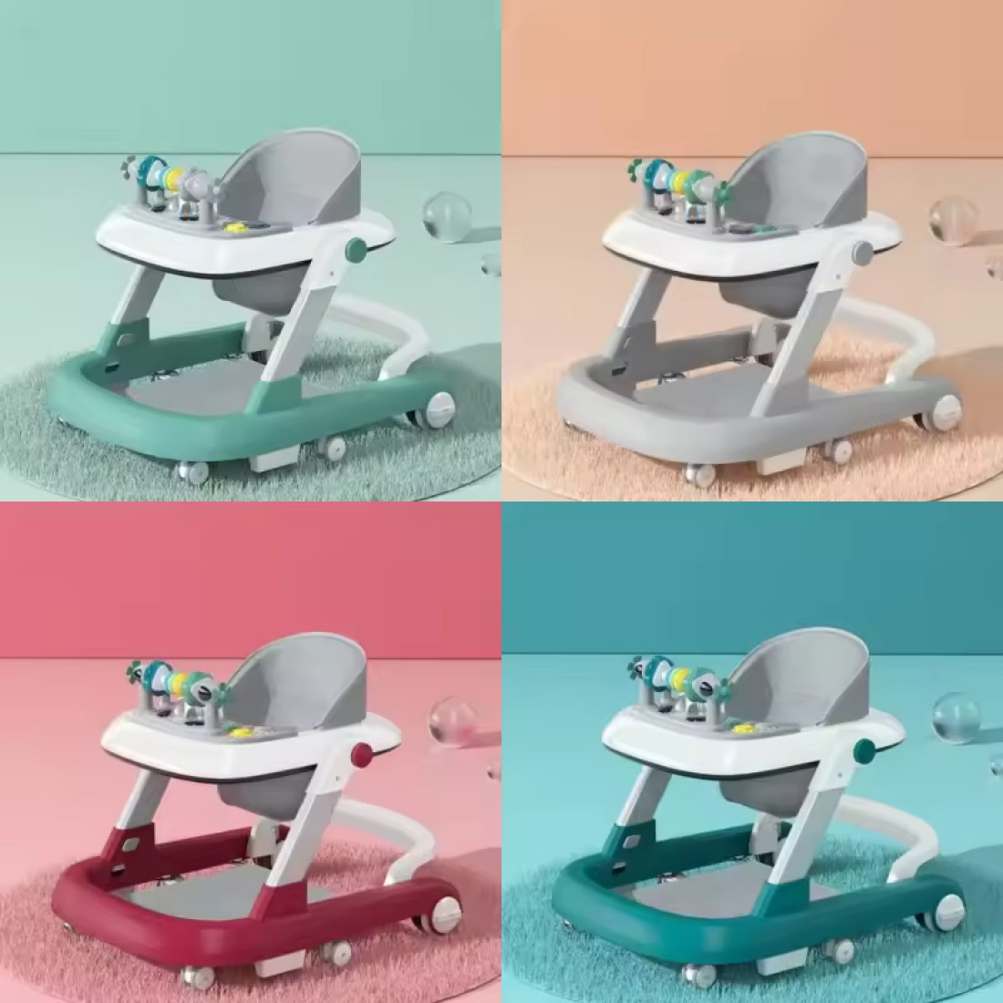 Premergator Copii RDB-12 2in1, Pliabil, Suport cu Pernuta, Roti pivotante, Masuta, Jucarii cu Sunete, Vernil Premergator Copii RDB-12 2in1, Pliabil, Suport cu Pernuta, Roti pivotante, Masuta, Jucarii cu Sunete, Vernil