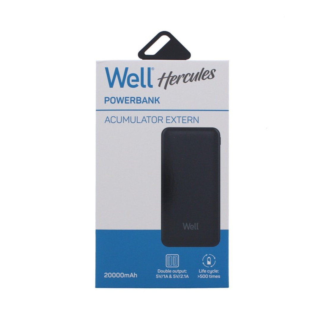 Acumulator Extern Powerbank Well Hercules 20000mah 2.1a Negru Pbank-hercules100bk-wl