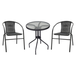 Set mobilier de gradina 3 piese, masa 60 x 72 cm si 2 scaune 53 x 65 x 72 cm, negru