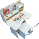 Set Birou cu scaun pentru copii, Cadru Metalic, cu inaltime reglabila, Birou 75x48 cm, Scaun 34x30 cm, Culoare Alb