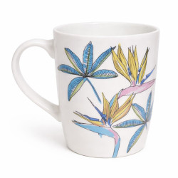 Cana ceramica, model flori albastre, 10 cm