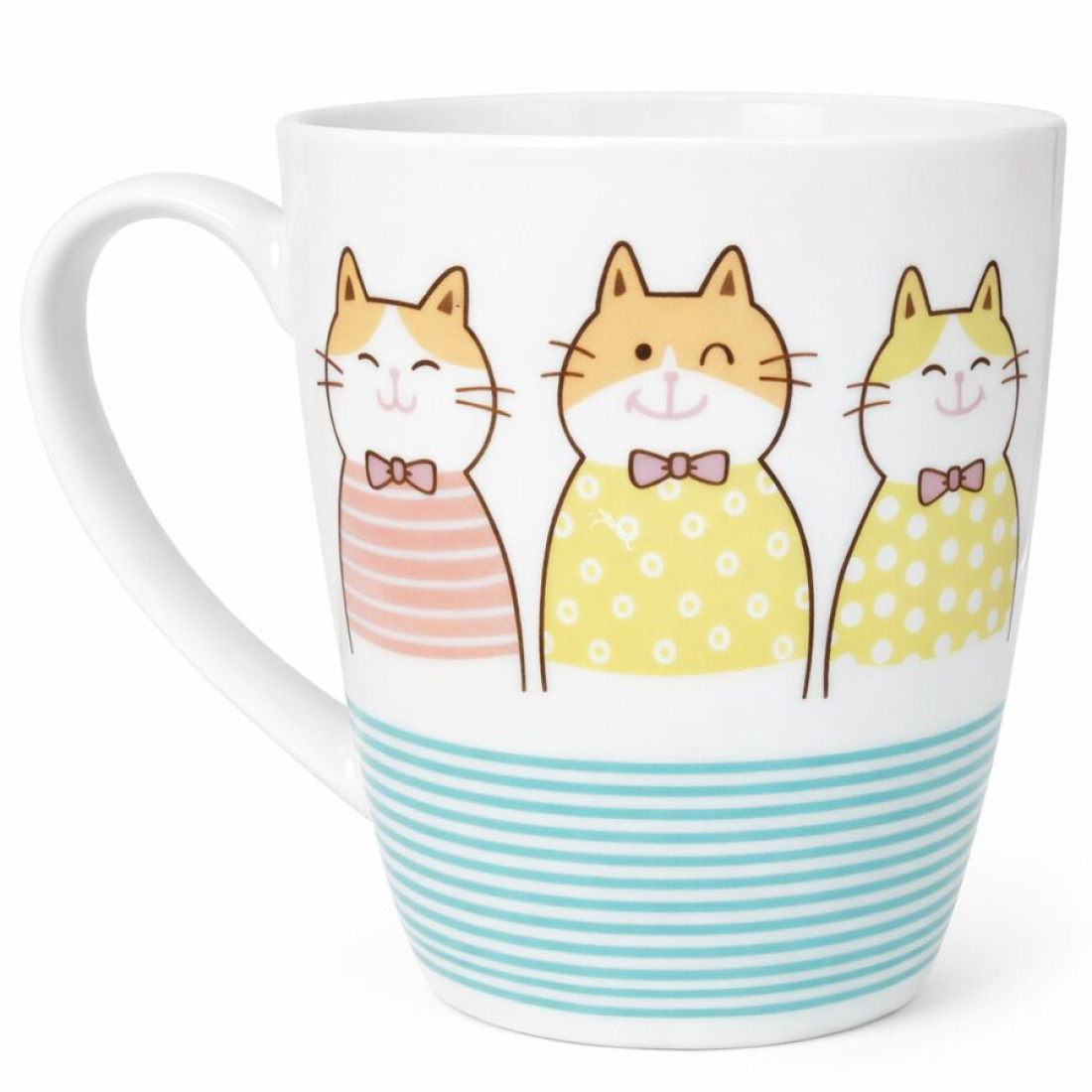 Cana ceramica cu 3 pisici fericite, 10 cm