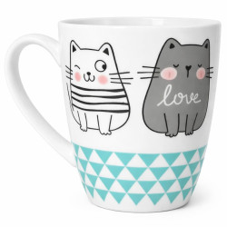 Cana ceramica cu 2 pisici dragalase, 10 cm