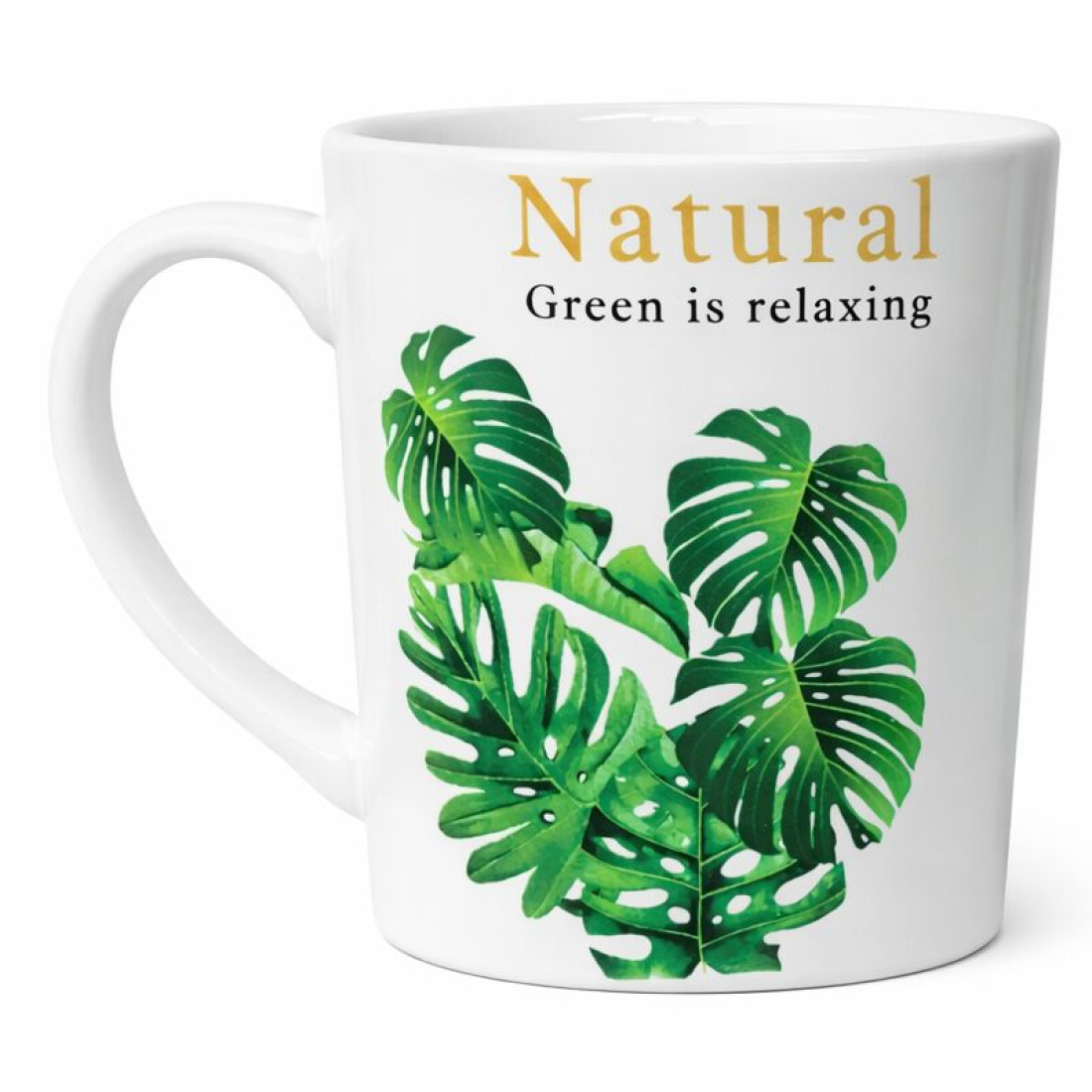Cana ceramica, model monstera, Green is relaxing, 10 cm