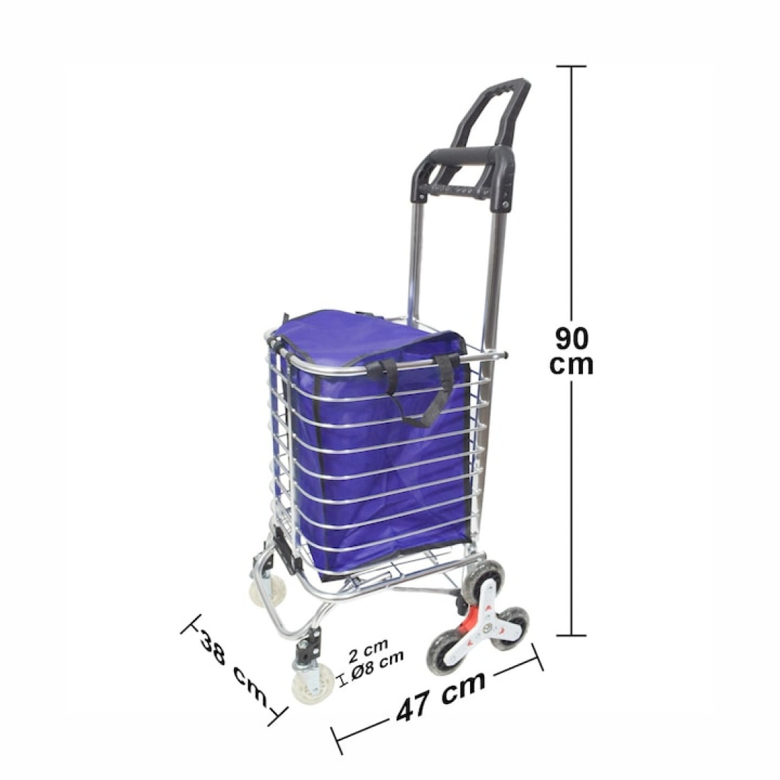 Carucior cumparaturi, pliabil, cu 3 roti pentru scari, mov