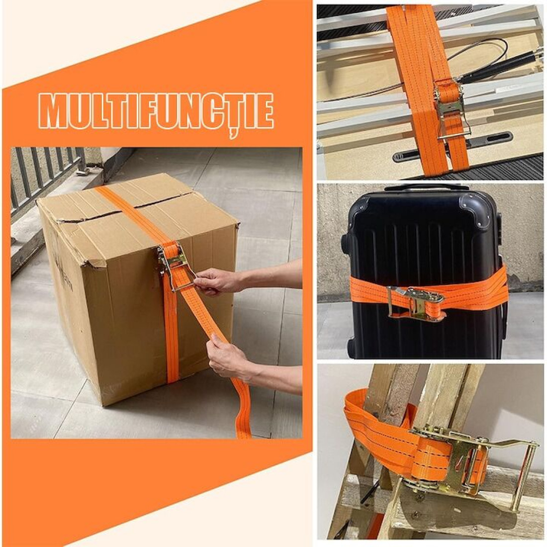 Chinga ancorare marfa, lungime 10 metri, latime 5 cm, portocalie