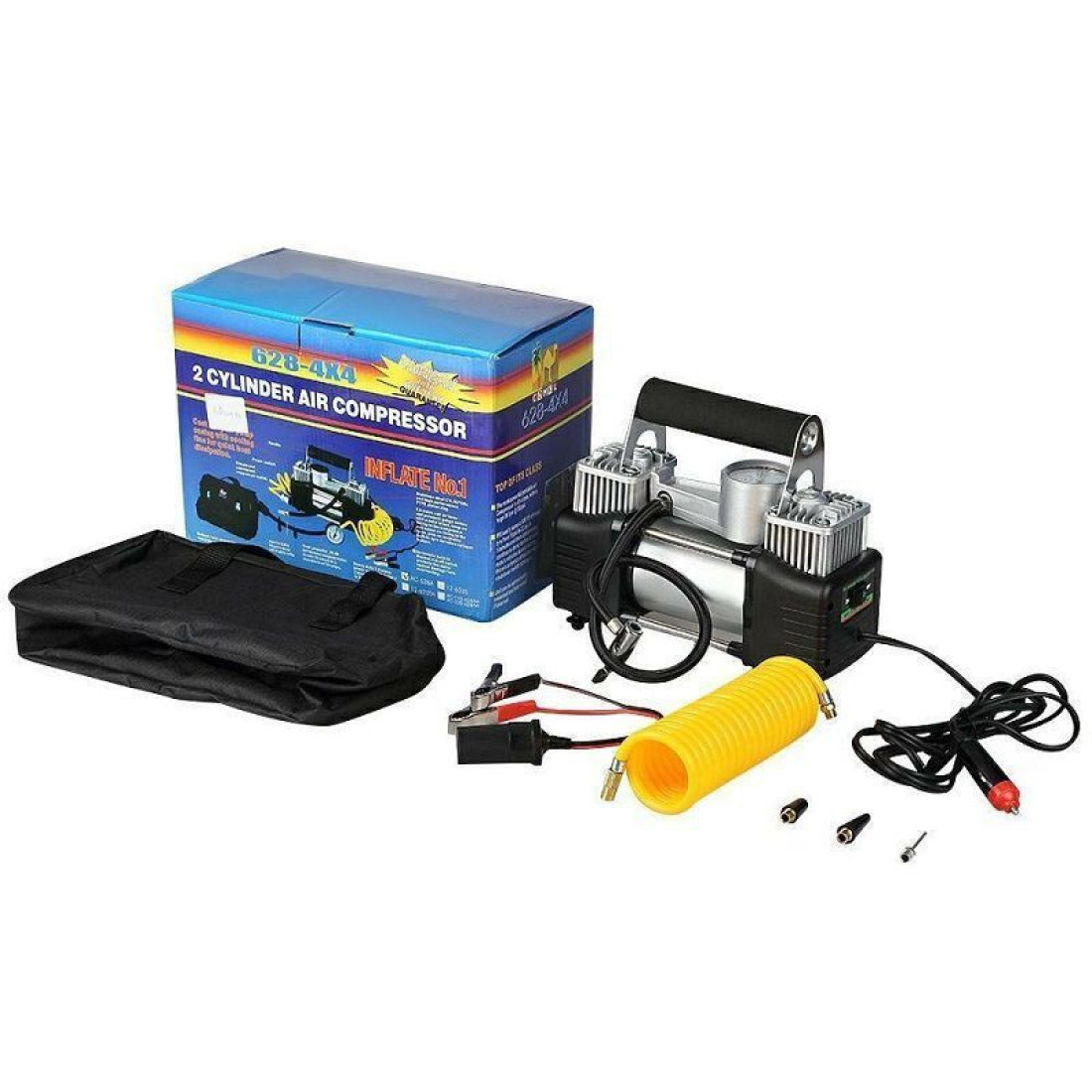 Compresor portabil pentru anvelope 628-4x4, 2 cilindrii, 85 L/min, 12V, 200PSI, cablu 3m Compresor portabil pentru anvelope 628-4x4, 2 cilindrii, 85 L/min, 12V, 200PSI, cablu 3m