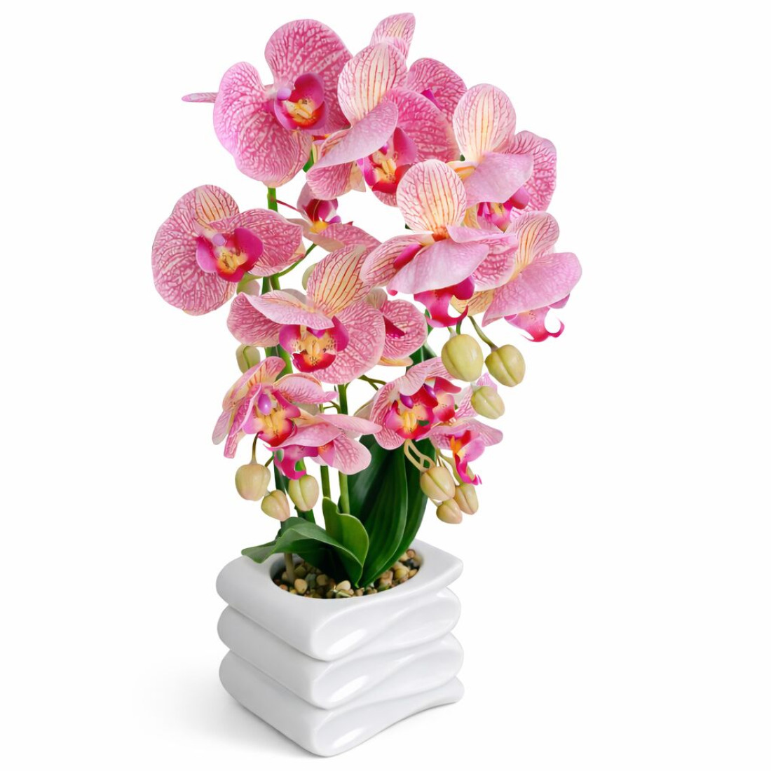 Orhidee cu aspect natural in ghiveci ceramic, 50cm, roz