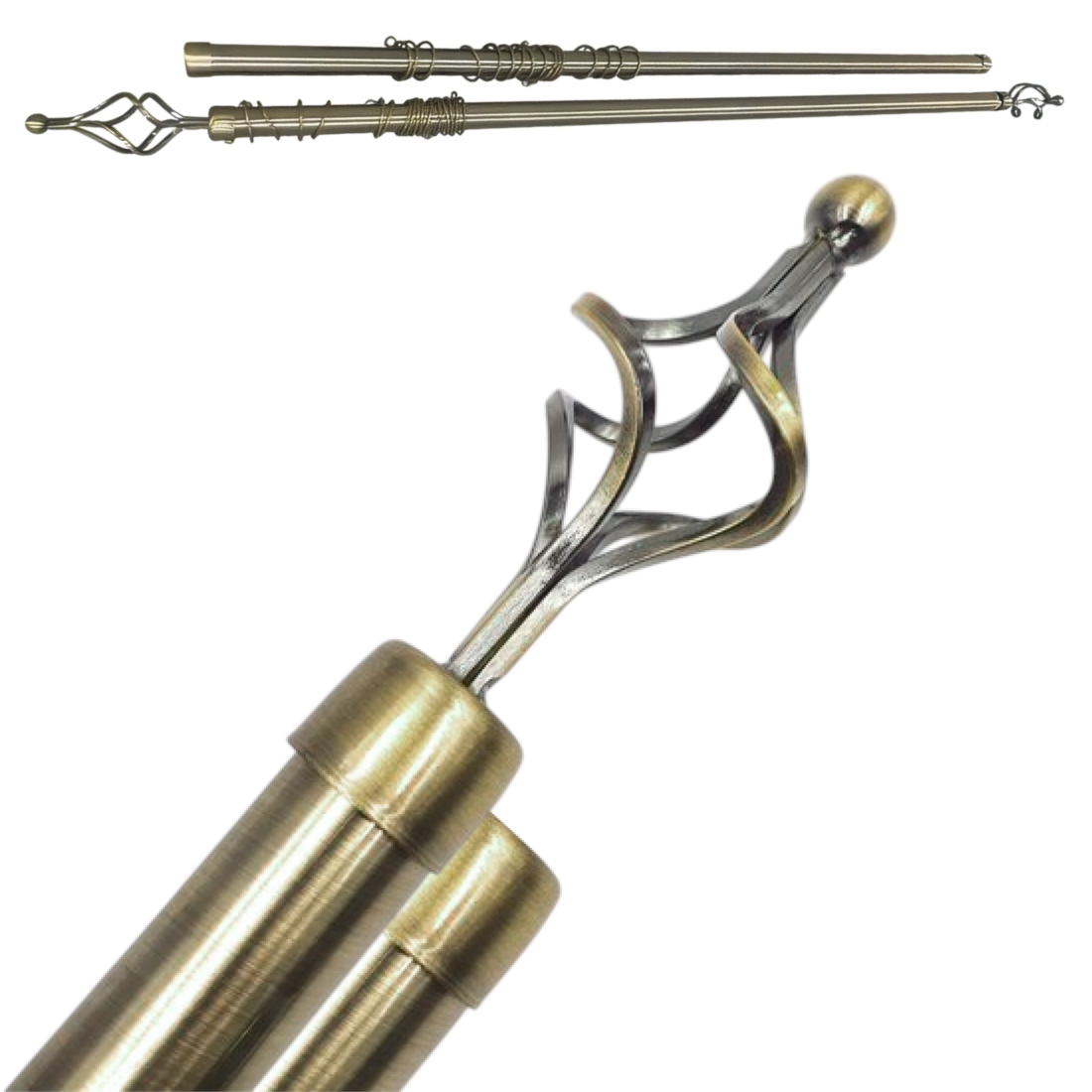 Galerie telescopica perdea sau draperie, dubla, metalica, auriu, cu lungime reglabila, 160-300 cm