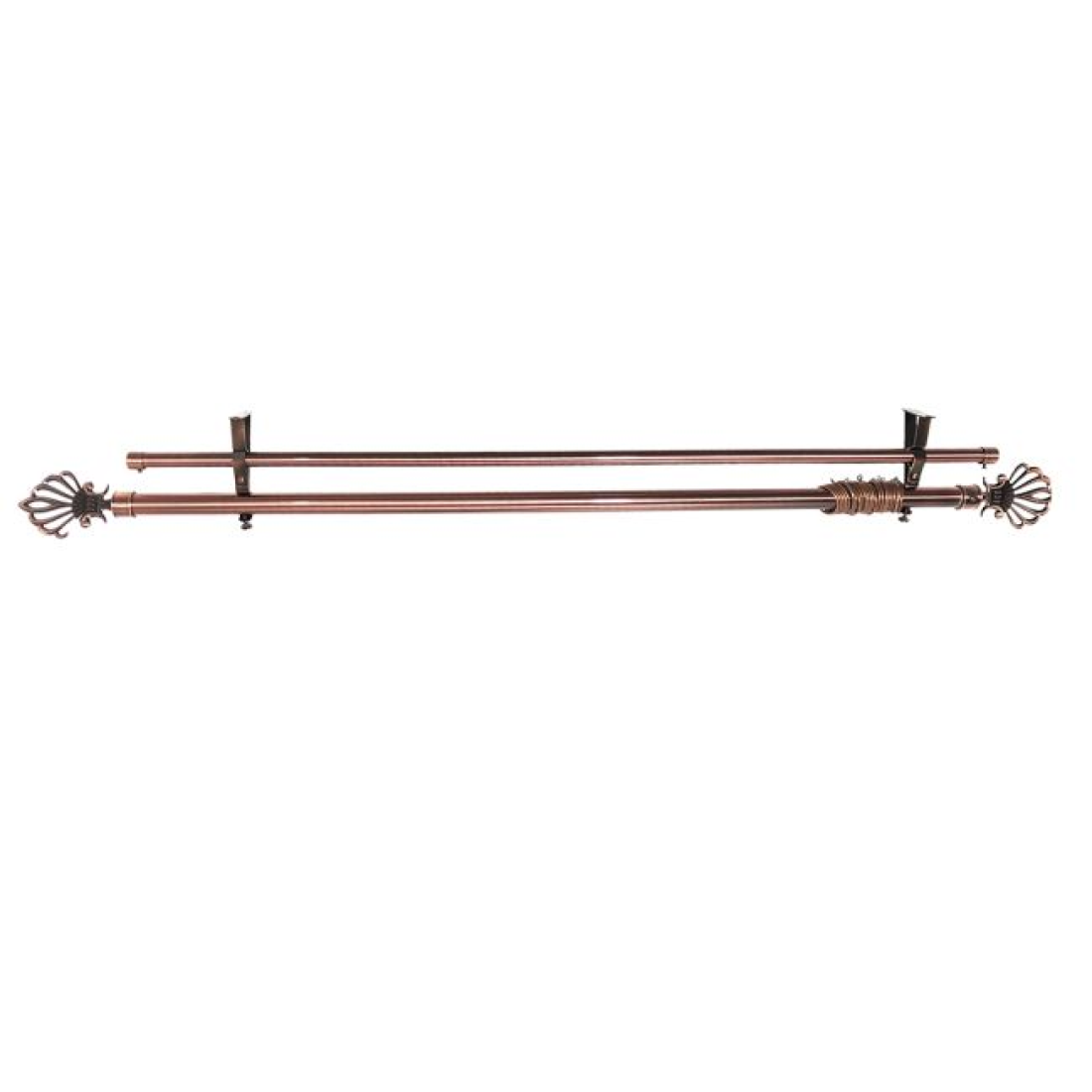 Galerie telescopica perdea sau draperie, dubla, metalica, bronz, cu lungime reglabila, 120cm, coroana