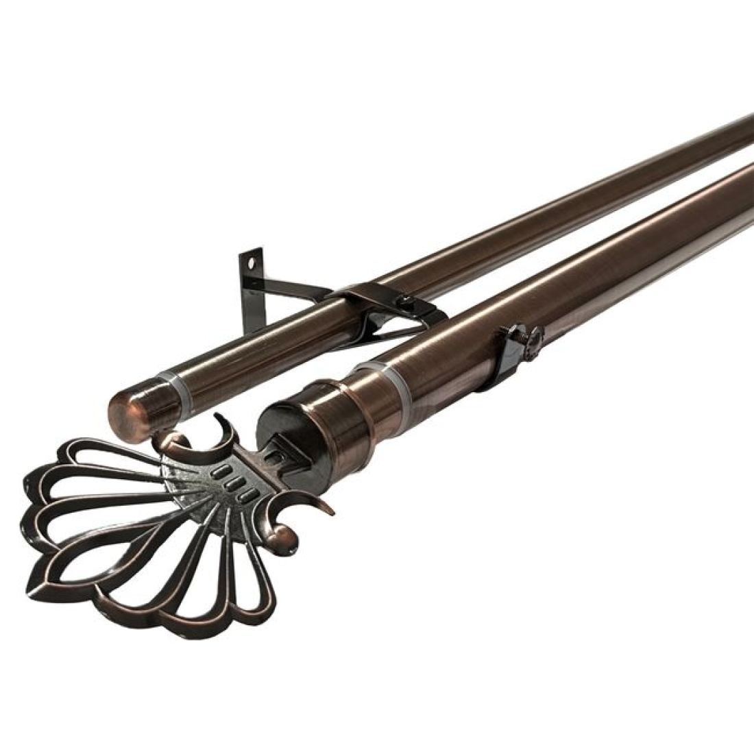 Galerie telescopica perdea sau draperie, dubla, metalica, bronz, cu lungime reglabila, 120cm, coroana