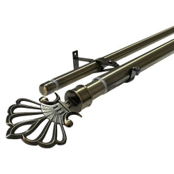 Galerie telescopica perdea sau draperie, dubla, metalica, vintage, auriu, cu lungime reglabila, 120CM, coroana