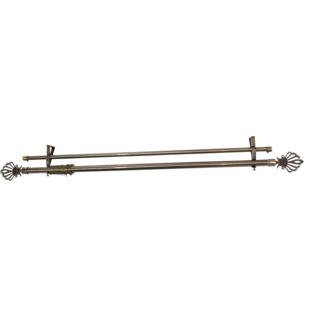 Galerie telescopica perdea sau draperie, dubla, metalica, vintage, auriu, cu lungime reglabila, 200CM, coroana