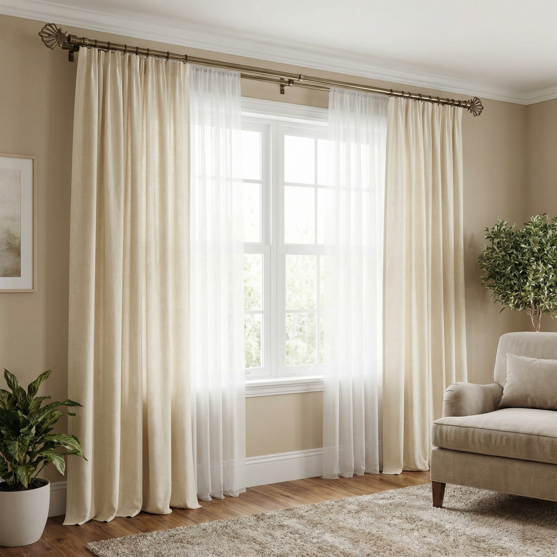 Galerie telescopica perdea sau draperie, dubla, metalica, bronz, cu lungime reglabila, 210-400 cm, coroana