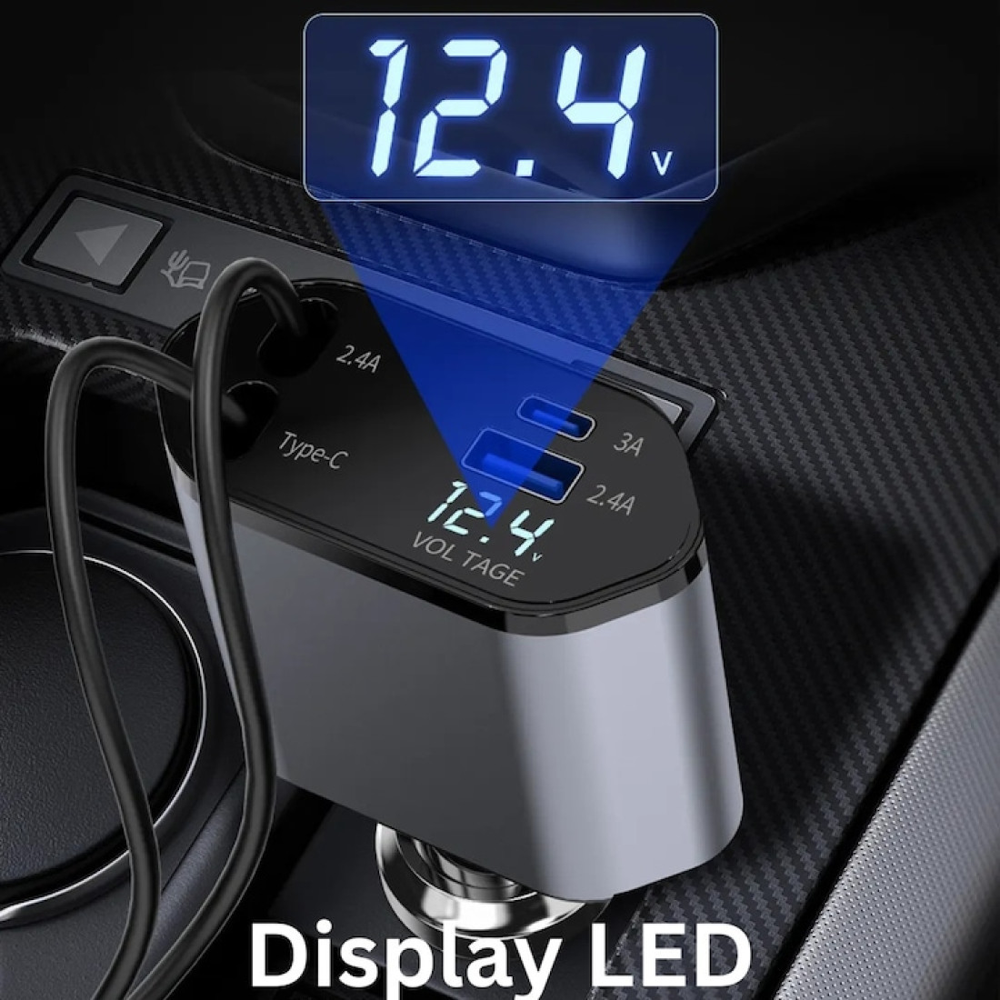 Incarcator Auto Smart 4 in 1, 120W, Fast Charge USB & Type-C, Cabluri Retractabile Ultra-Resistente, 80 cm, Suport Reglabil 180°, Afisaj LED, Compatibil iPhone & Android, Gri Incarcator Auto Smart 4 in 1, 120W, Fast Charge USB & Type-C, Cabluri Retractabile Ultra-Resistente, 80 cm, Suport Reglabil 180°, Afisaj LED, Compatibil iPhone & Android, Gri