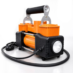 Set complet pentru reparatia si umflarea rotilor auto, cu compresor de aer cu 2 cilindri, duze de umflare, cutit utilitar, unelte de reparare a anvelopelor, surubelnita si cleste