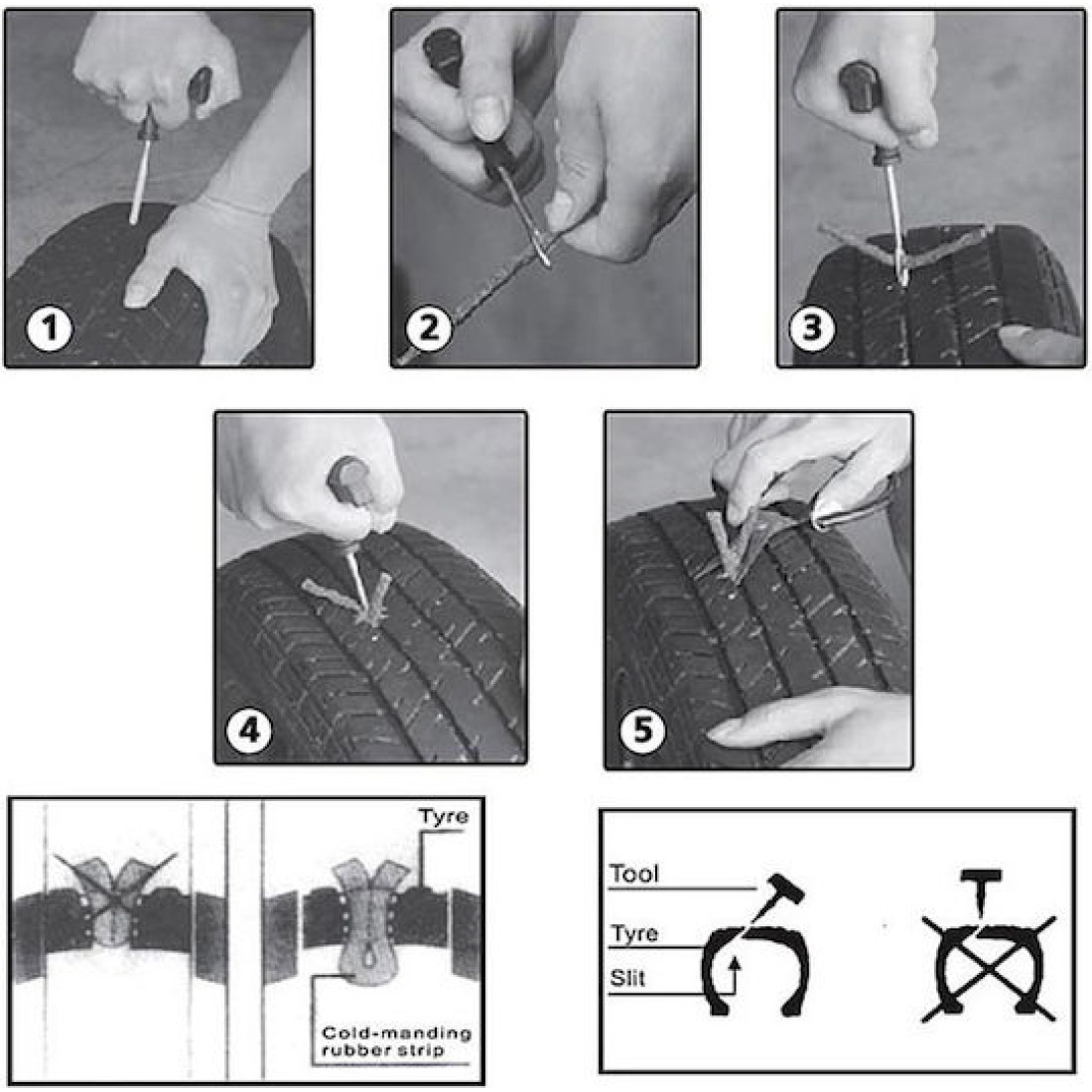 Kit vulcanizare auto la rece, depanare cu snur, adeziv cauciuc, reparare anvelope
