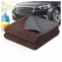 Laveta auto, din microfibra, material moale care nu lasa urme, 2 fete, super absorbanta, uscare rapida, 40x60 cm, maro/gri