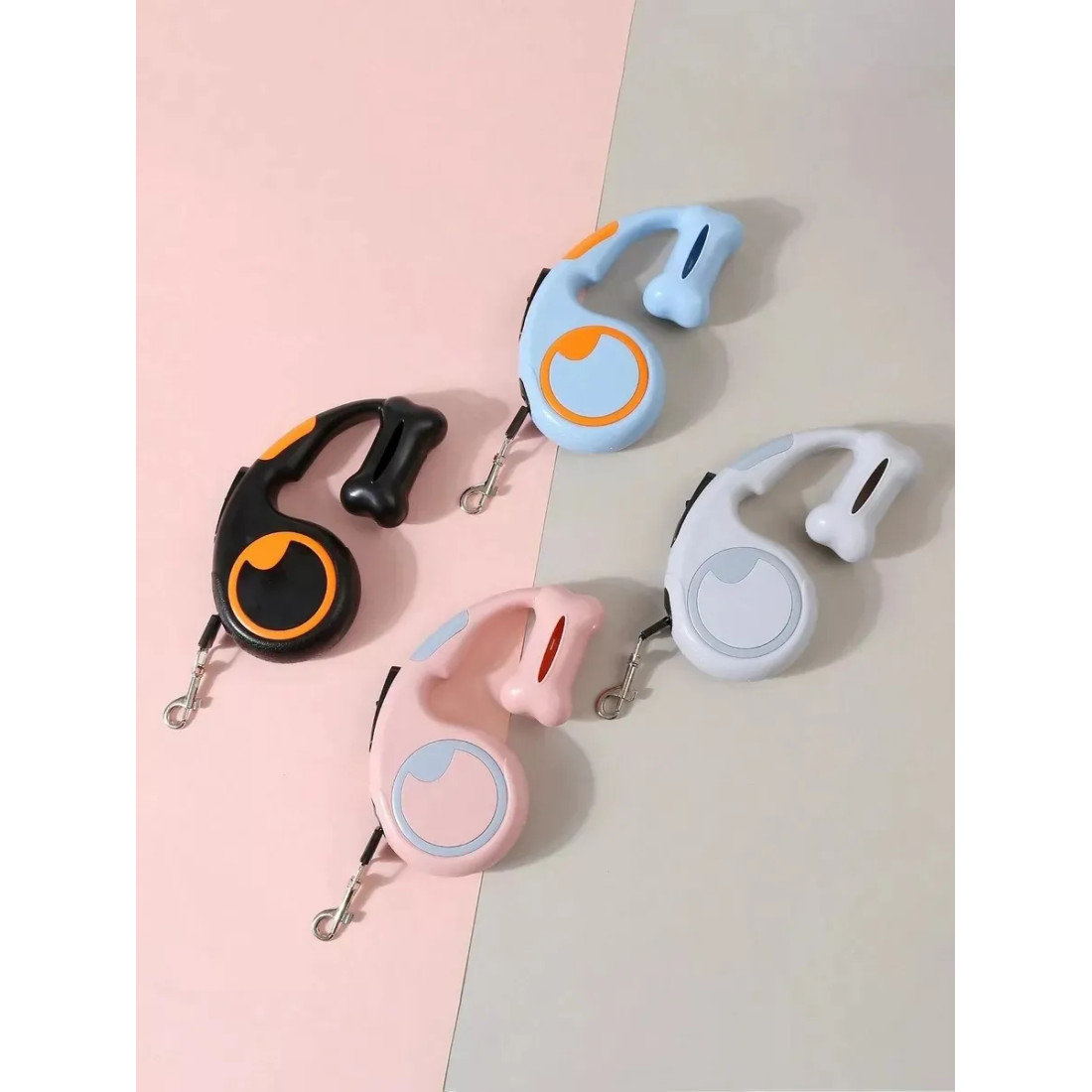 Lesa retractabila cu suport pungi, 3m, albastra