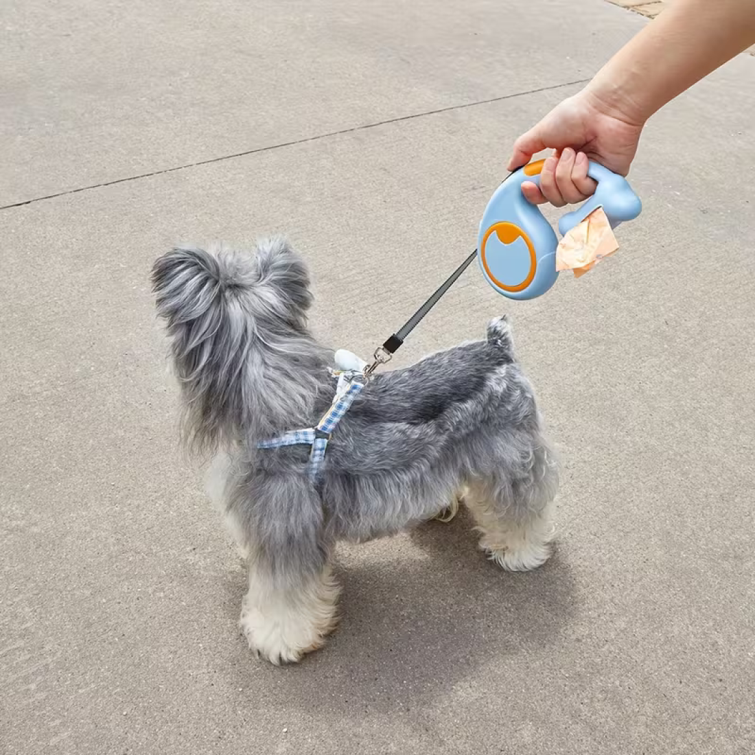 Lesa retractabila cu suport pungi, 3m, albastra