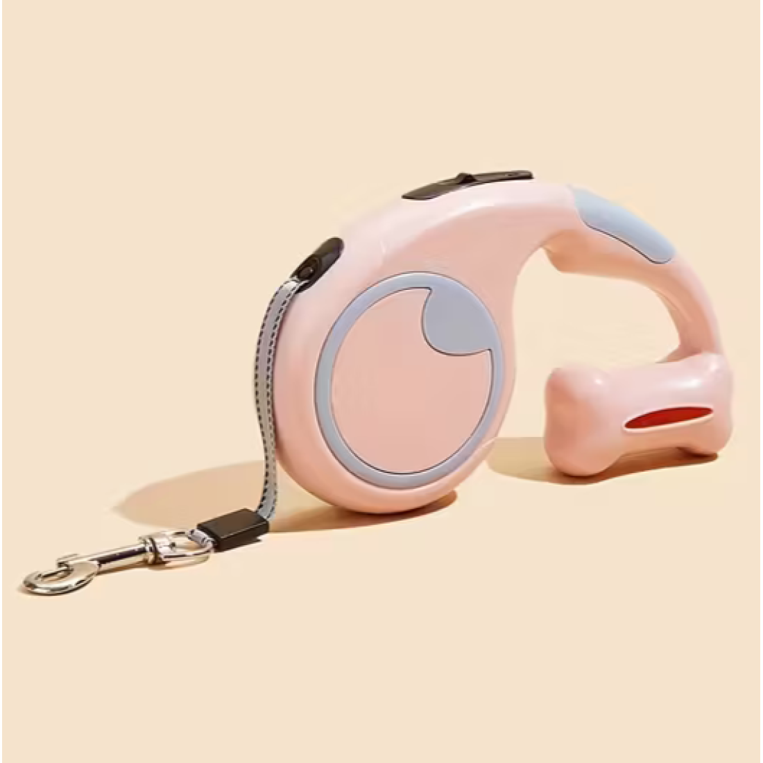 Lesa retractabila cu suport pungi, 3m, roz