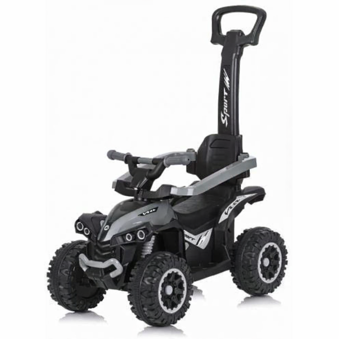 ATV pentru copii, maner de impins pentru parinti detasabil, Pentru interior si exterior, gri