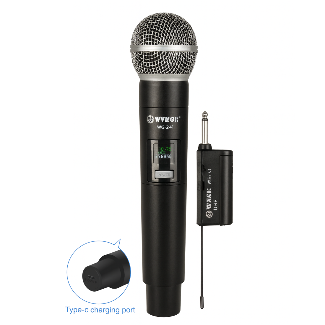 Microfon wireless profesional, negru, USB-C, RAC-WG-2.4I