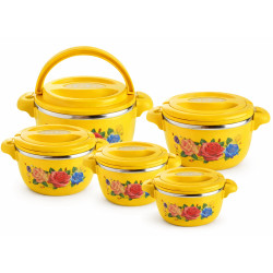 Set 5 caserole termice 1L, 2L, 4L, 6, 8L, galben