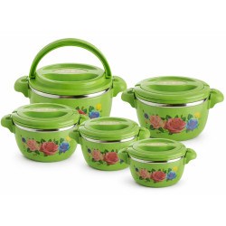 Set 5 caserole termice 1L, 2L, 4L, 6, 8L, verde
