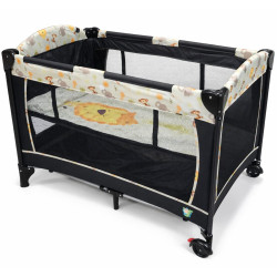 Patut pliant voiaj ultraportabil cu animalute pentru copii, portabil, podea suspendata, usor de transportat, ideal pentru calatorii, material rezistent, protectii laterale, 100x75 cm