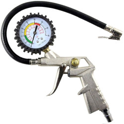 Pistol de umflat cu manometru, 0-12 bar, 0-220 PSI, furtun de 35 cm