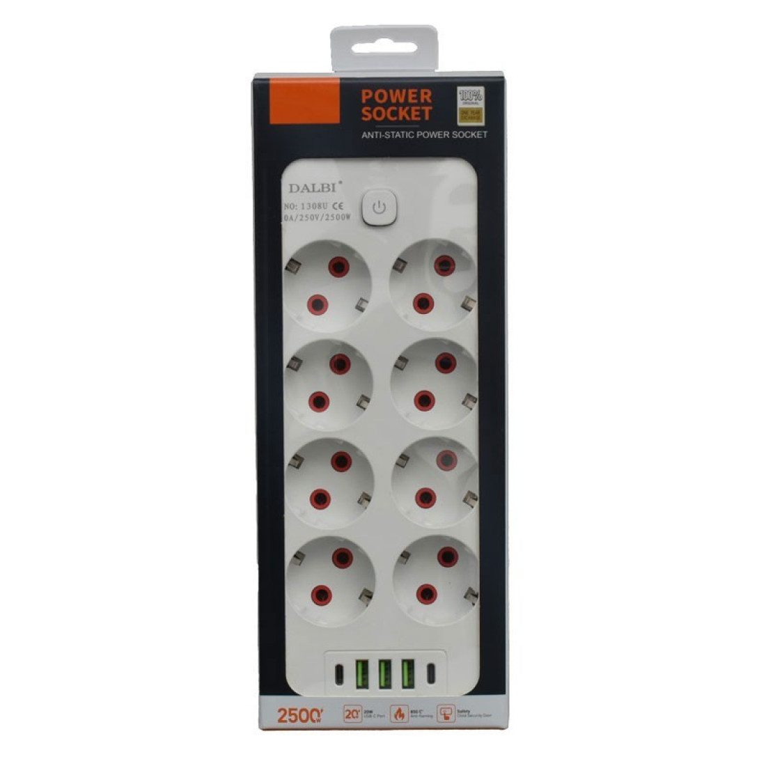 Prelungitor 3m multifunctional 8 prize, 3 x USB 2.1A, 2 x porturi USB-C si Intrerupator Prelungitor 3m multifunctional 8 prize, 3 x USB 2.1A, 2 x porturi USB-C si Intrerupator