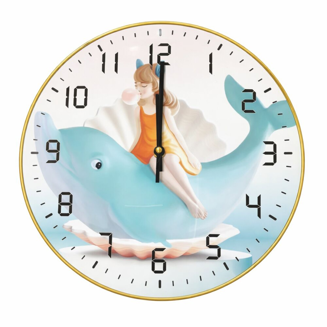 Ceas rotund cu delfin, 30cm