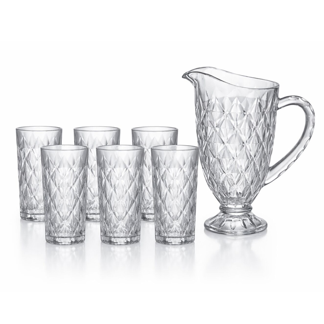 Set carafa 1L 23x14cm si 6 pahare 330 ml 14x7cm