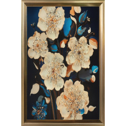 Tablou Flori și tulpini albastre și galbene  20*40CM