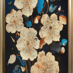 Tablou Flori și tulpini albastre și galbene  20*40CM