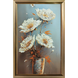 Tablou decorativ modern, aranjament floral stilizat într-o vază. 20 X 40 CM
