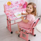 Set Birou cu Scaun pentru Copii, RAC, Birou 70x44 cm, Scaun 32x28 cm, Culoare Roz, Model Printese