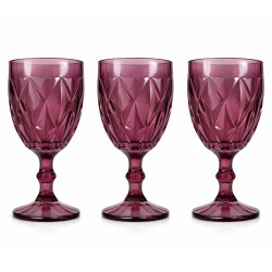 Set 3 pahare sticla cu picior, visiniu Set 3 pahare sticla cu picior, visiniu
