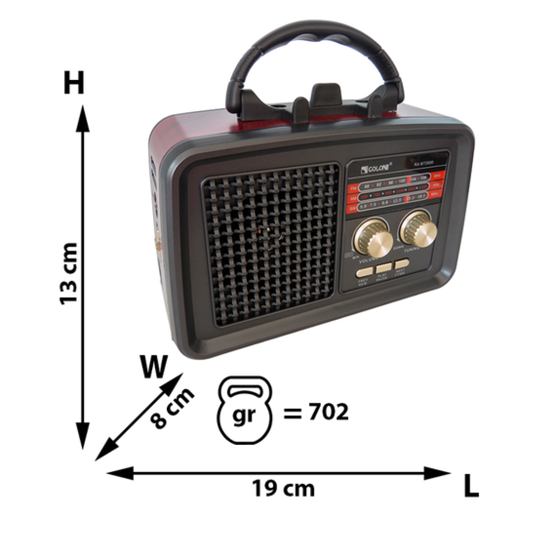 Radio portabil cu incarcaracare solara RAC-RX-BT3500, FM/AM/SW, USB, TF MP3, Bluetooth, Lanterna, Negru