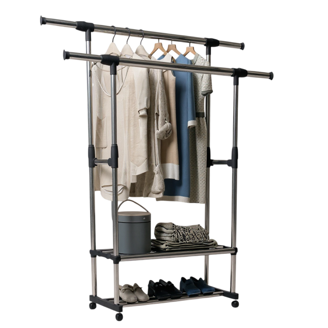 Suport haine si pantofi cu doua bare