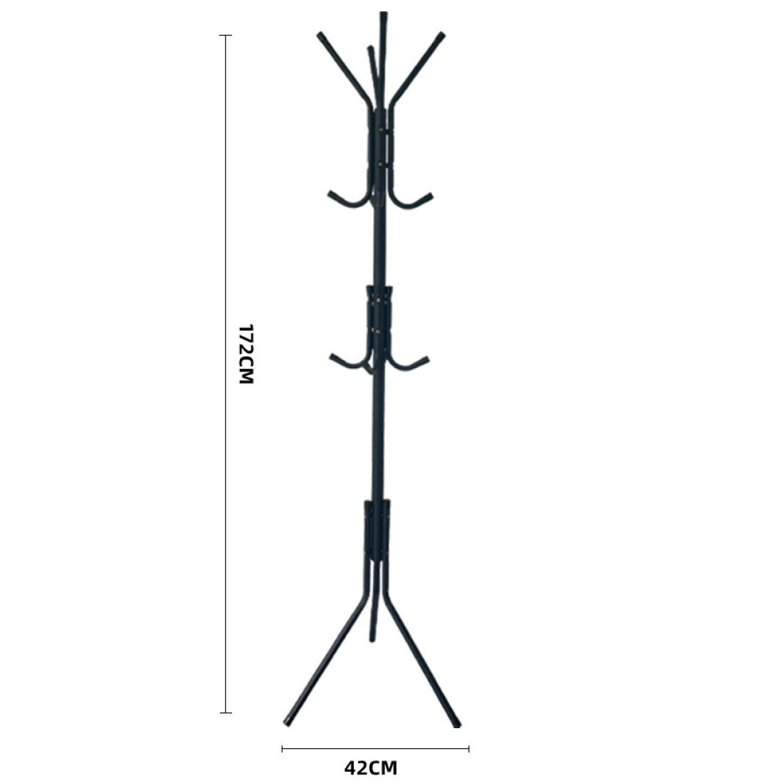 Cuier tip pom, pentru hol, 3 nivele, 12 agatatori, metal, 175 cm, negru