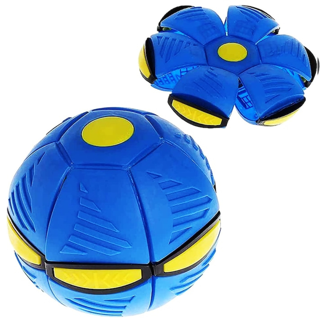 Minge Flat-Ball zburatoare transformabila in disc, Frisbee, cu lumina RGB, Albastra
