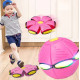 Minge Flat-Ball zburatoare transformabila in disc, Frisbee, cu lumina RGB, Roz