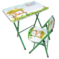 Set Masa pliabila cu Scaun pentru Copii, RAC, Masa 60x40 cm, Scaun 28x28 cm, Culoare Verde